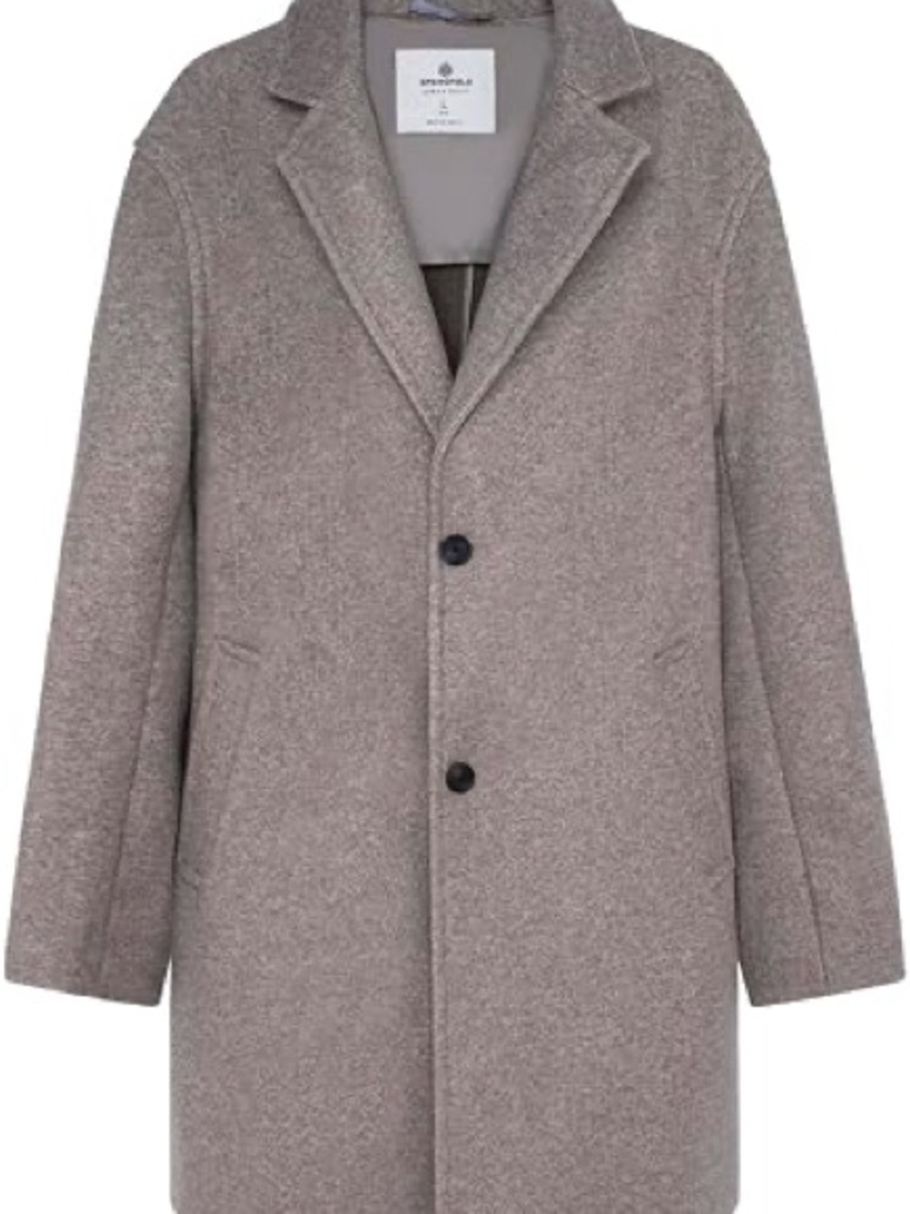 Men's Taupe Single-Breasted Pea Coat